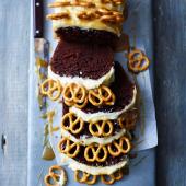 Salted caramel pretzel pound cake