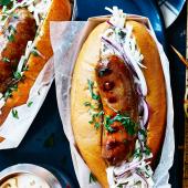 Hot dogs with celeriac slaw