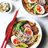 Spicy sesame pork noodle soup