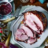 Cranberry and orange glazed ham
