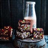 Coconut and cacao crispie squares