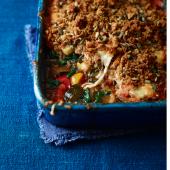 Ratatouille and melting mozzarella crumble