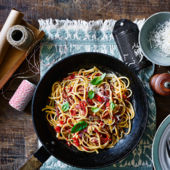 One-pan pancetta and chilli linguine 