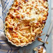Pork, fennel and mozzarella pasta gratin  