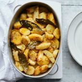 Greek-style lemon and bay potatoes