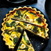 Tenderstem and goats’ cheese quiche