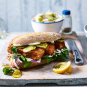 Fish finger sarnies with fennel slaw