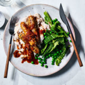 Healthier bangers and mash