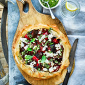 Aubergine, feta and pesto pie