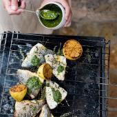 Barbecued fish with mojo verde