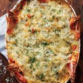 Fish pie with cheesy rosti topping
