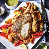 Green curry roast chicken