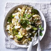 Roasted veggie rice with feta