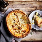 Lancashire cheese, leek and onion pie