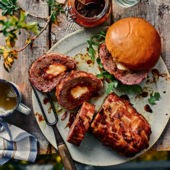 ‘Fatty’ meatloaf with bacon, cheese and tomato relish  