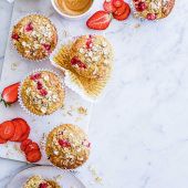 Healthy strawberry oat muffins