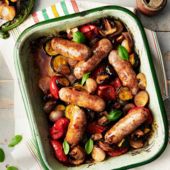 Sausage tray-roast with balsamic glaze from Taste the Difference 