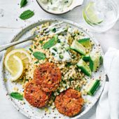 Red lentil koftes with couscous
