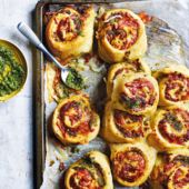Cheese and pesto swirls
