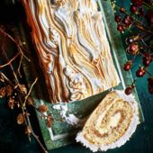 Spiced chestnut and white chocolate yule log