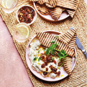 Whipped Greek cheese with pickled sultanas