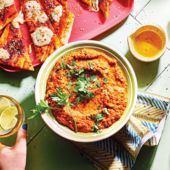 Muhammara with spicy cheese flatbreads