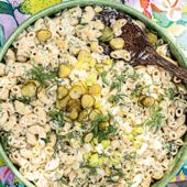 Dill pickle macaroni salad