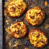 Sausage and mash jacket potatoes 