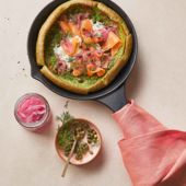 Spinach dutch baby with smoked salmon