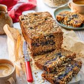 Oaty banana bread with blueberries 