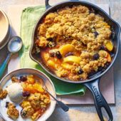 Peach and blackberry cobbler