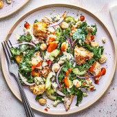 Buffalo chicken, celery and kale salad