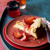 Plum and orange crumble cheesecake