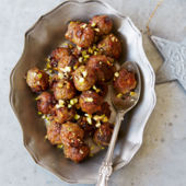 Pork, prune and pistachio stuffing balls