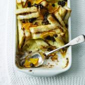 Orange choc chip bread and butter pudding