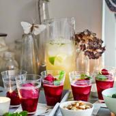 Rum, raspberry, pink grapefruit and lime slushies