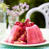 Peach melba summer pudding