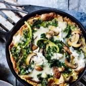 Kale, mushroom and Gorgonzola frittata