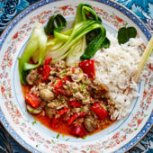 Thai turkey mince with aromatic rice and wilted greens