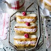Raspberry white chocolate éclairs