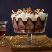 Mulled wine pear trifle