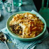 Moroccan spiced lamb pie with almonds and apricots