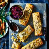 Spiced parsnip and cashew strudels 