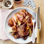 Mulled wine pot-roast duck