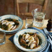 Chicken and giant couscous broth