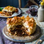 Spiced lamb filo parcel 
