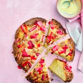Giant rhubarb and custard scone