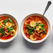 Spring veg tortellini minestrone