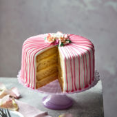 Stripy rose celebration cake 