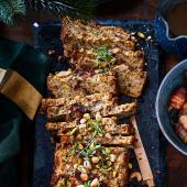 Cashew and pistachio stuffing nut roast